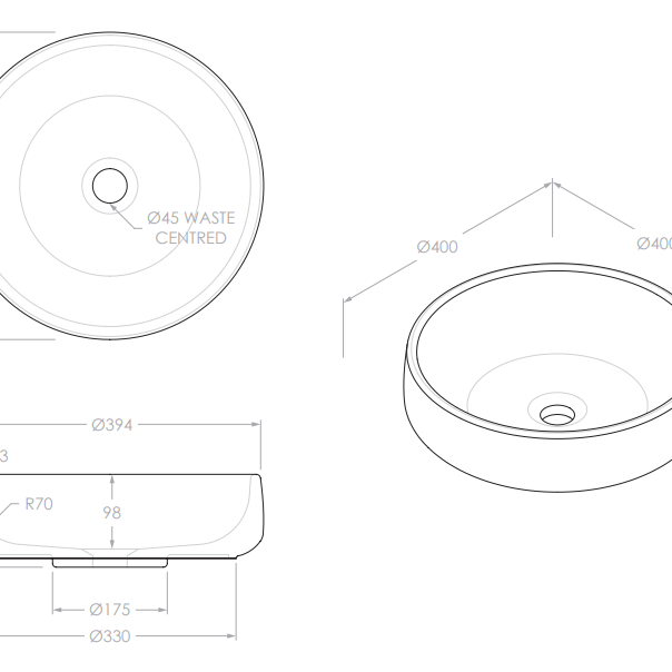 Jean Above Counter Concrete Basin | Charcoal - ADP | Tile Supplier Sydney