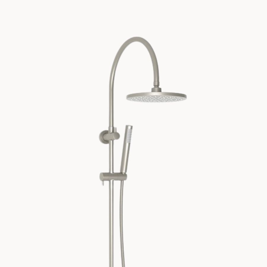 Soul Slimline Gooseneck Shower Set Brushed Nickle - ADP | Tile Supplier Sydney