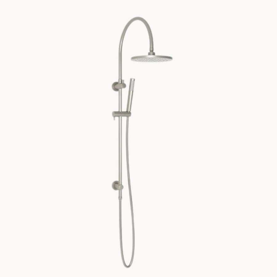 Soul Slimline Gooseneck Shower Set Brushed Nickle - ADP | Tile Supplier Sydney