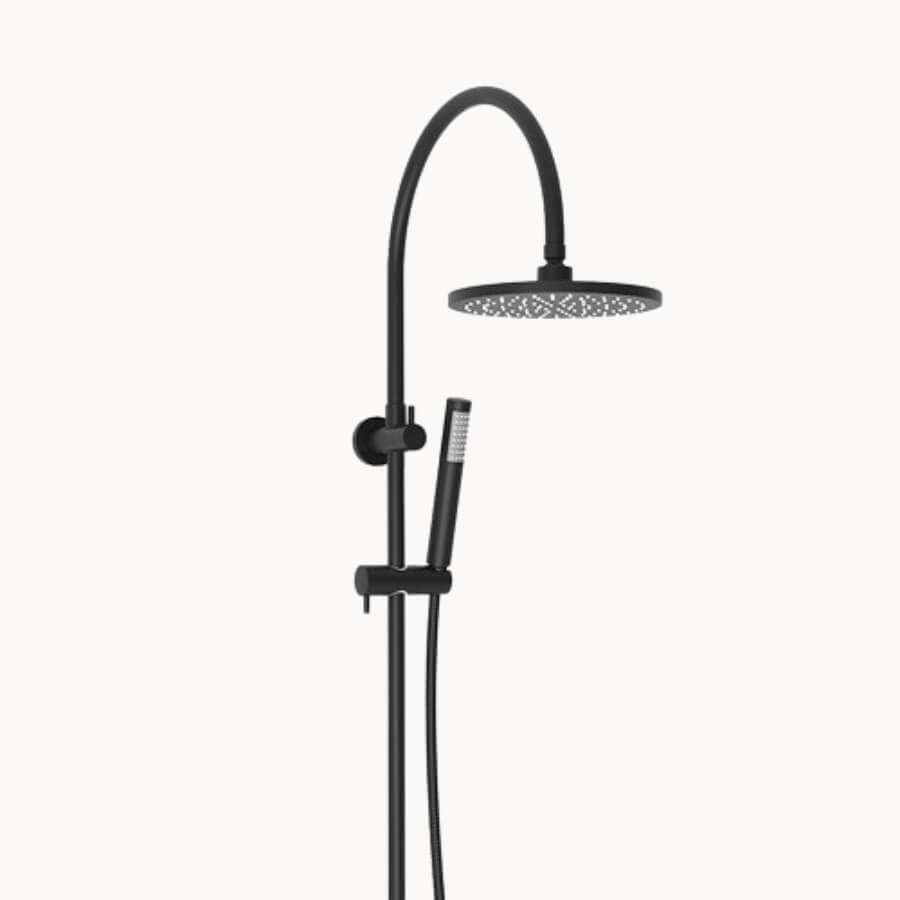 Soul Slimline Gooseneck Shower Set Matte Black - ADP | Tile Supplier Sydney