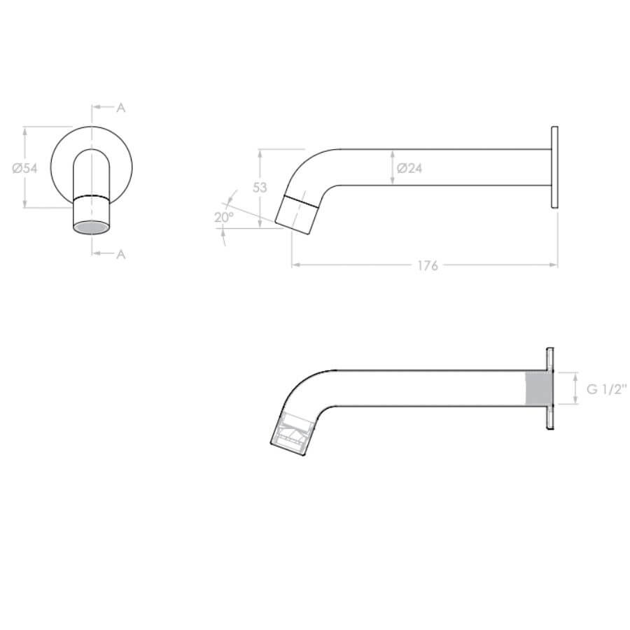 Soul Wall Spout Matte Black - ADP | Tile Supplier Sydney