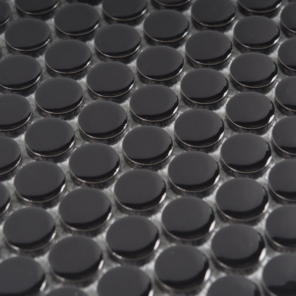 Penny Round Classic Noir Gloss Mosaic Tile - Tilewave | Tile Supplier Sydney