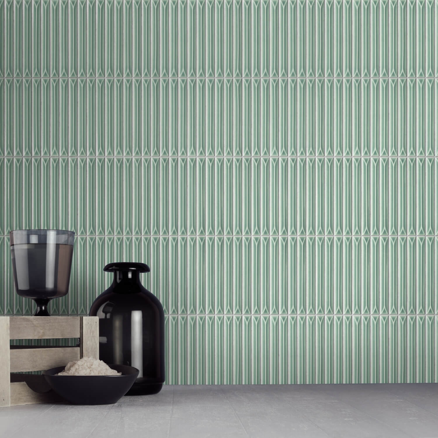 Ukibori Glazed Mosaic Tile 15x145mm Mint Gloss - Tilewave | Tile Supplier Sydney