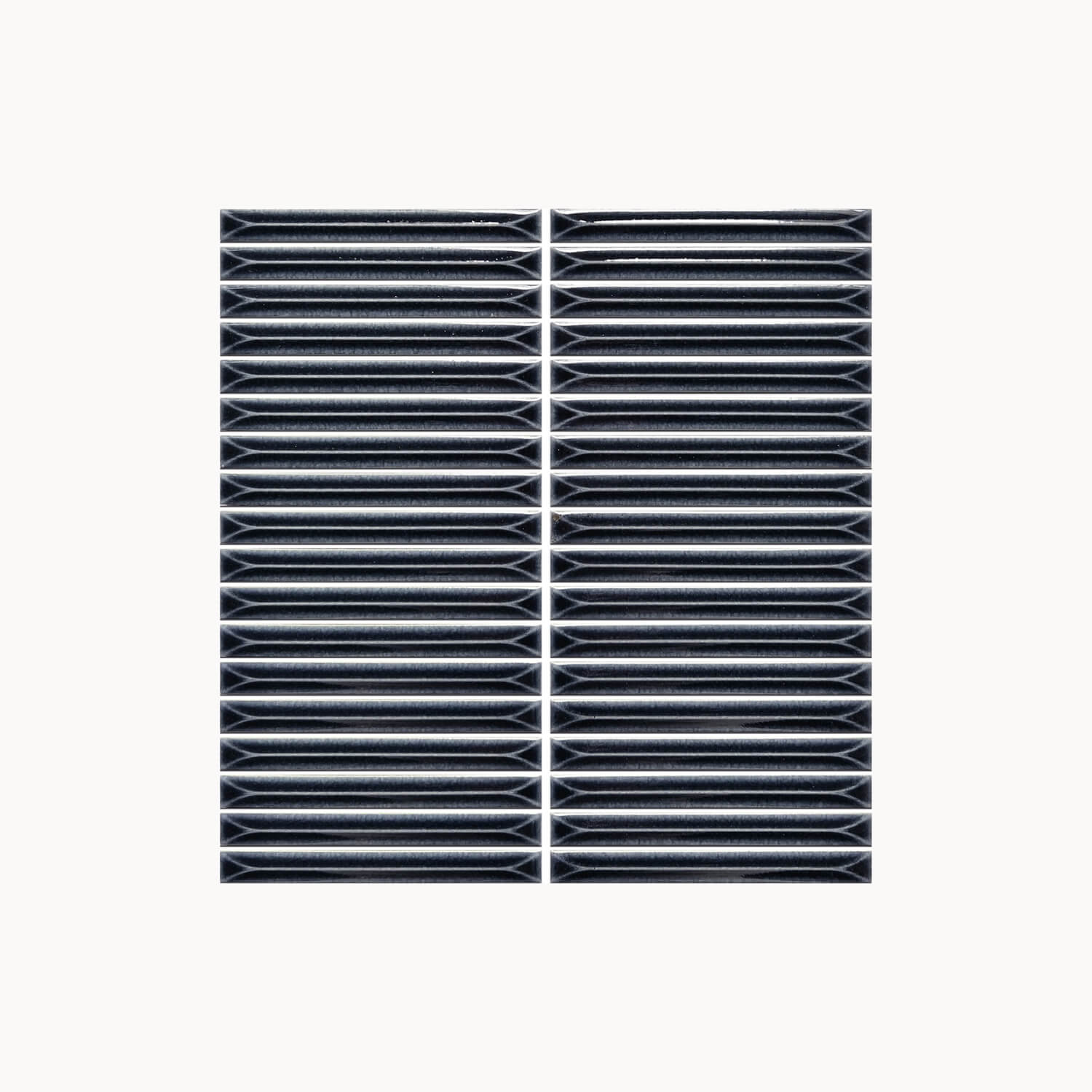 Ukibori Glazed Mosaic Tile 15x145mm Midnight Black Gloss - Tilewave | Tile Supplier Sydney