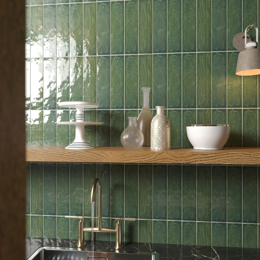 Ripple Subway Tile Forest Green - Tilewave | Tile Supplier Sydney