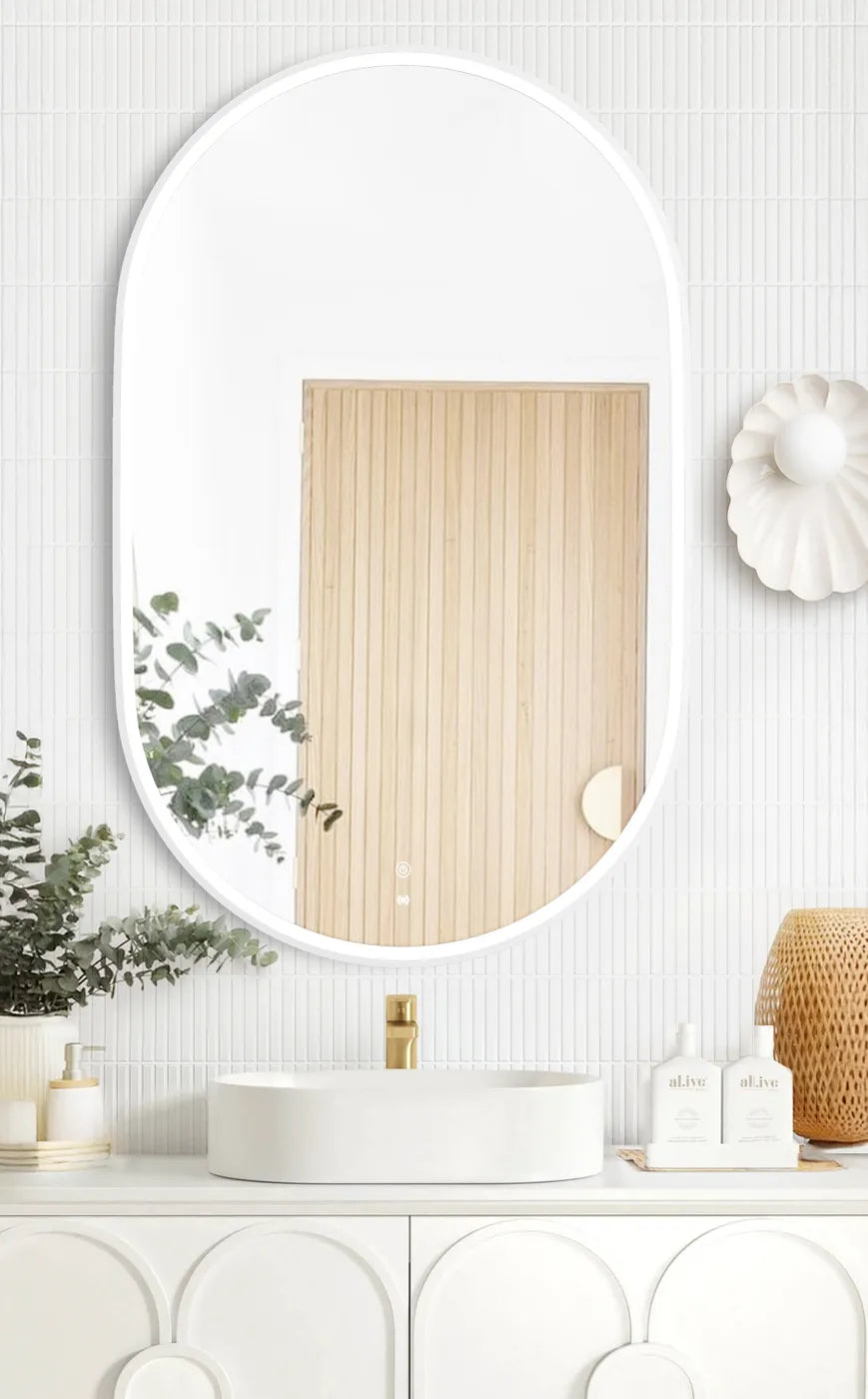 Noosa LED Mirror | White Metal Frame - Otti | Tile Supplier Sydney