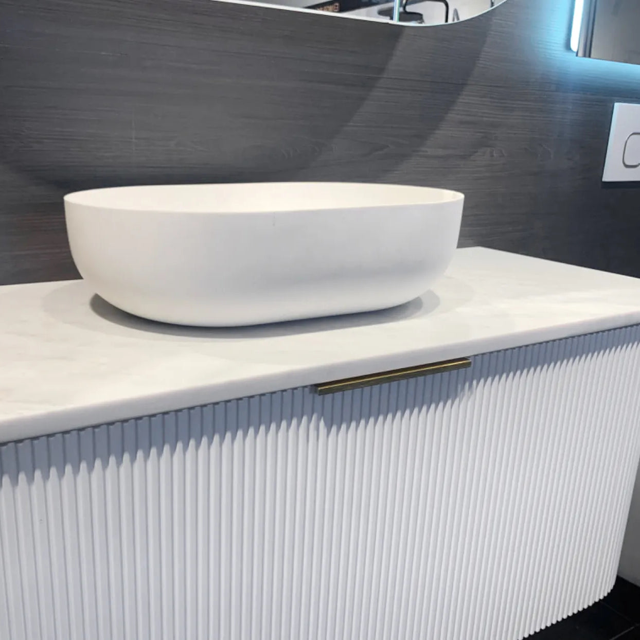 Portofino Solid Surface Above Counter Basin | Matte White - Otti | Tile Supplier Sydney