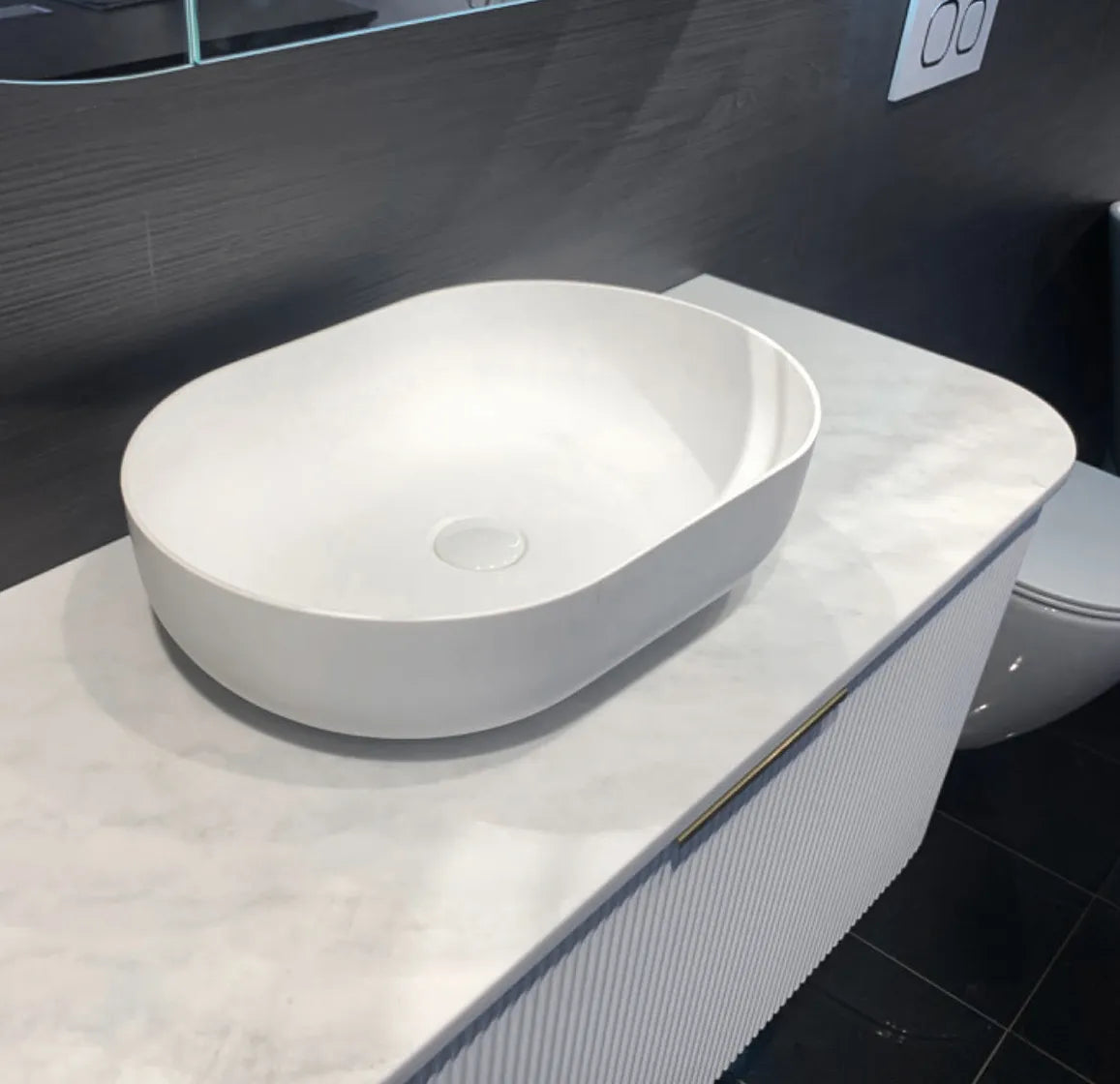 Portofino Solid Surface Above Counter Basin | Matte White - Otti | Tile Supplier Sydney
