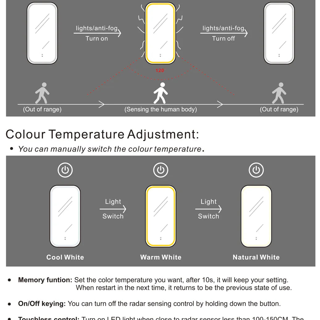 Newport LED Mirror Soft Square | Gold Metal Frame - Otti | Tile Supplier Sydney