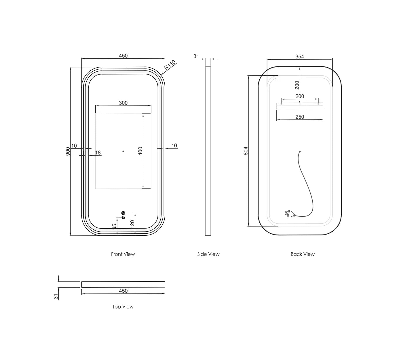 Newport LED Mirror Soft Square | Gold Metal Frame - Otti | Tile Supplier Sydney