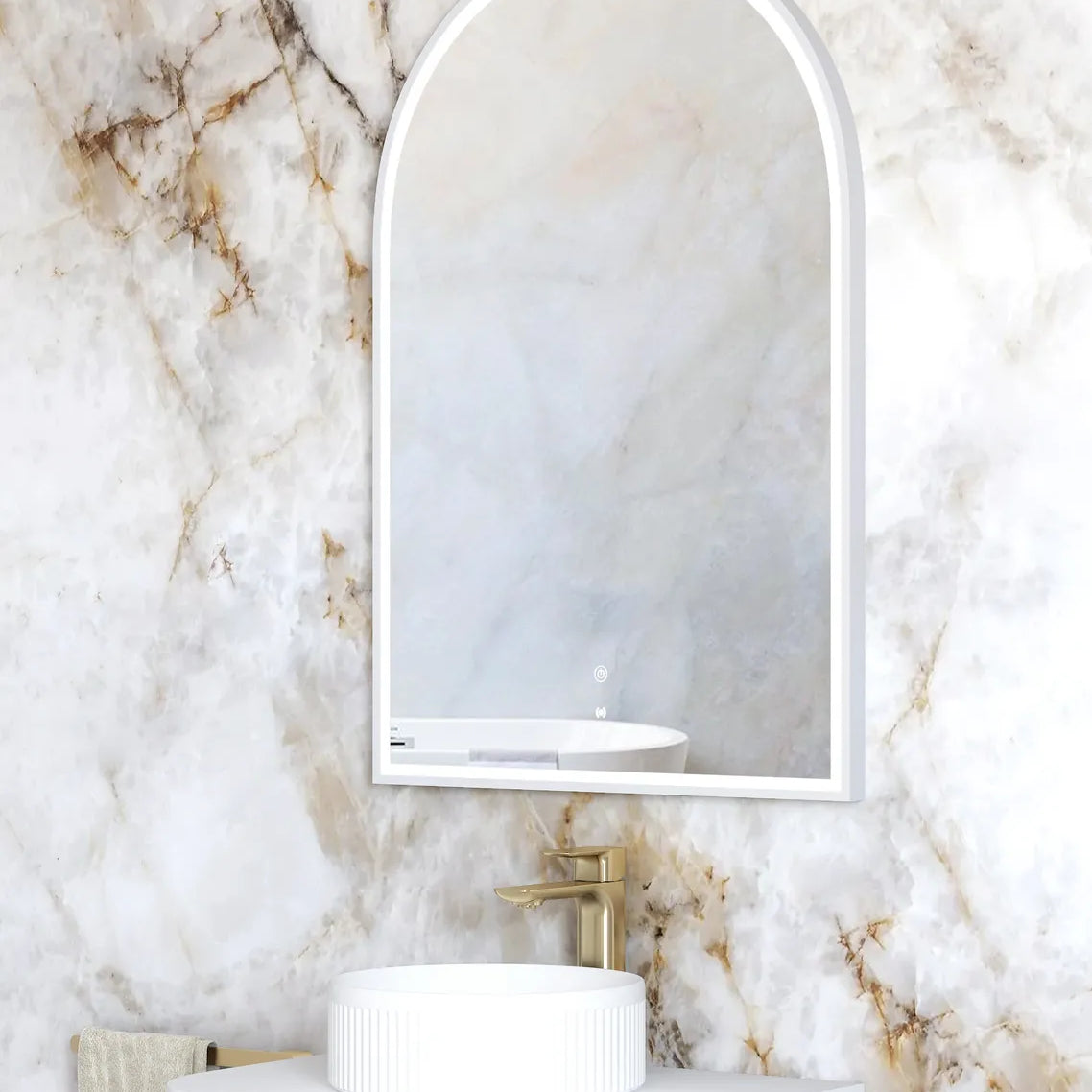 Archie LED Mirror | White Metal Frame - Otti | Tile Supplier Sydney