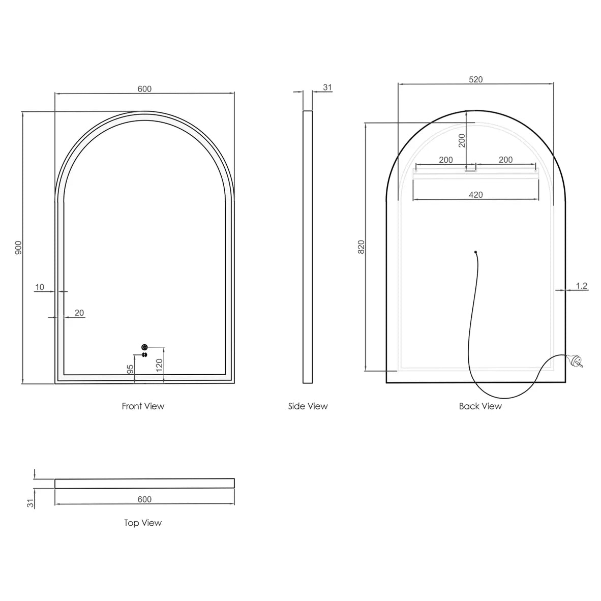 Archie LED Mirror | White Metal Frame - Otti | Tile Supplier Sydney
