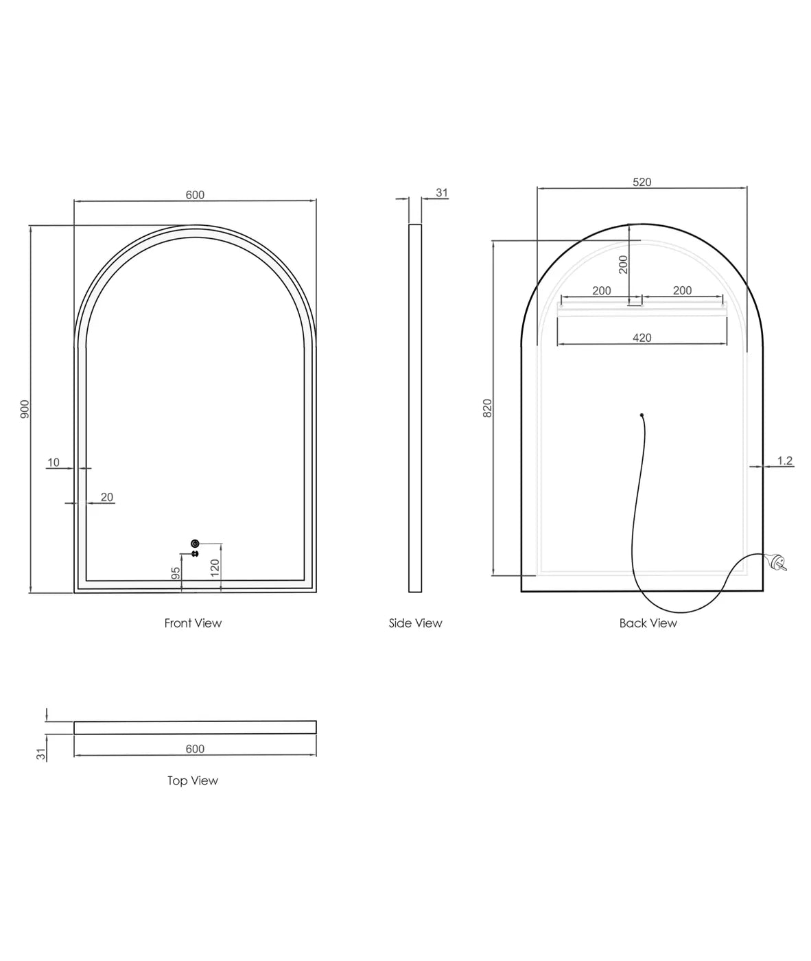 Archie LED Mirror | White Metal Frame - Otti | Tile Supplier Sydney