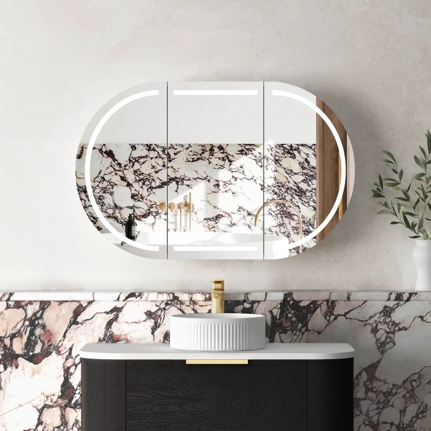 Bondi LED Shaving Cabinet | Black Oak 1200x750mm - Otti | Tile Supplier Sydney