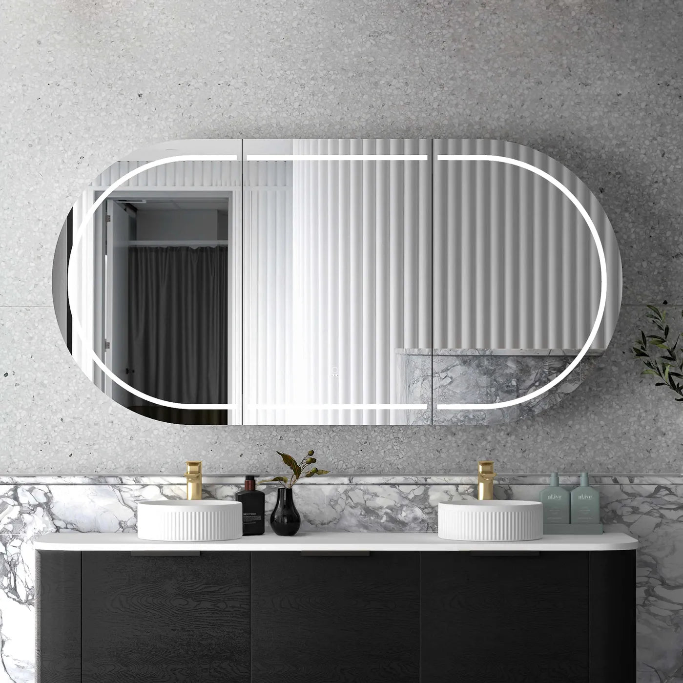 Bondi LED Shaving Cabinet | Black Oak 1800x900mm - Otti | Tile Supplier Sydney