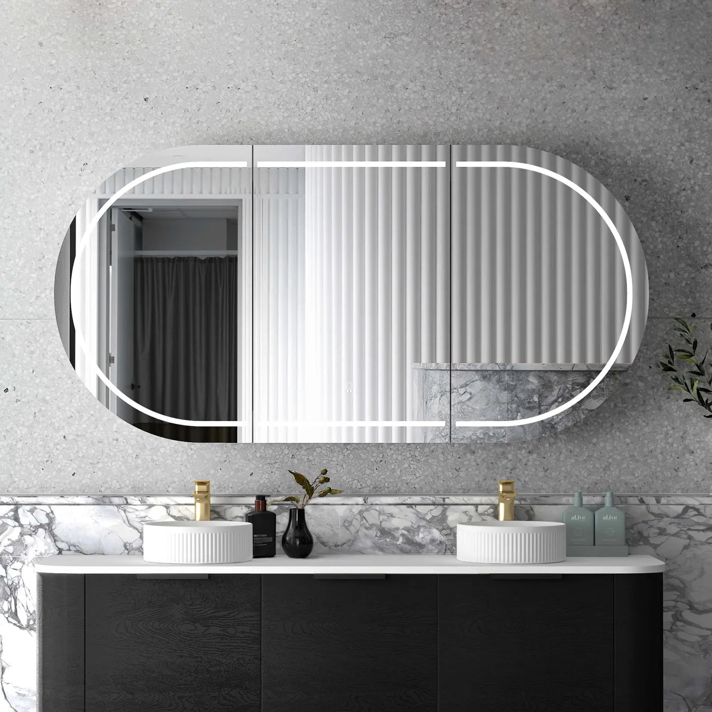 Bondi LED Shaving Cabinet | Black Oak 1800x900mm - Otti | Tile Supplier Sydney