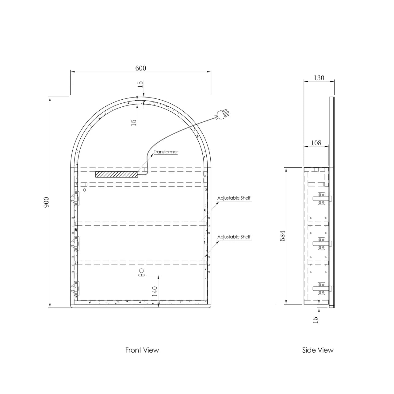 Archie LED Shaving Cabinet | Black Oak - Otti | Tile Supplier Sydney