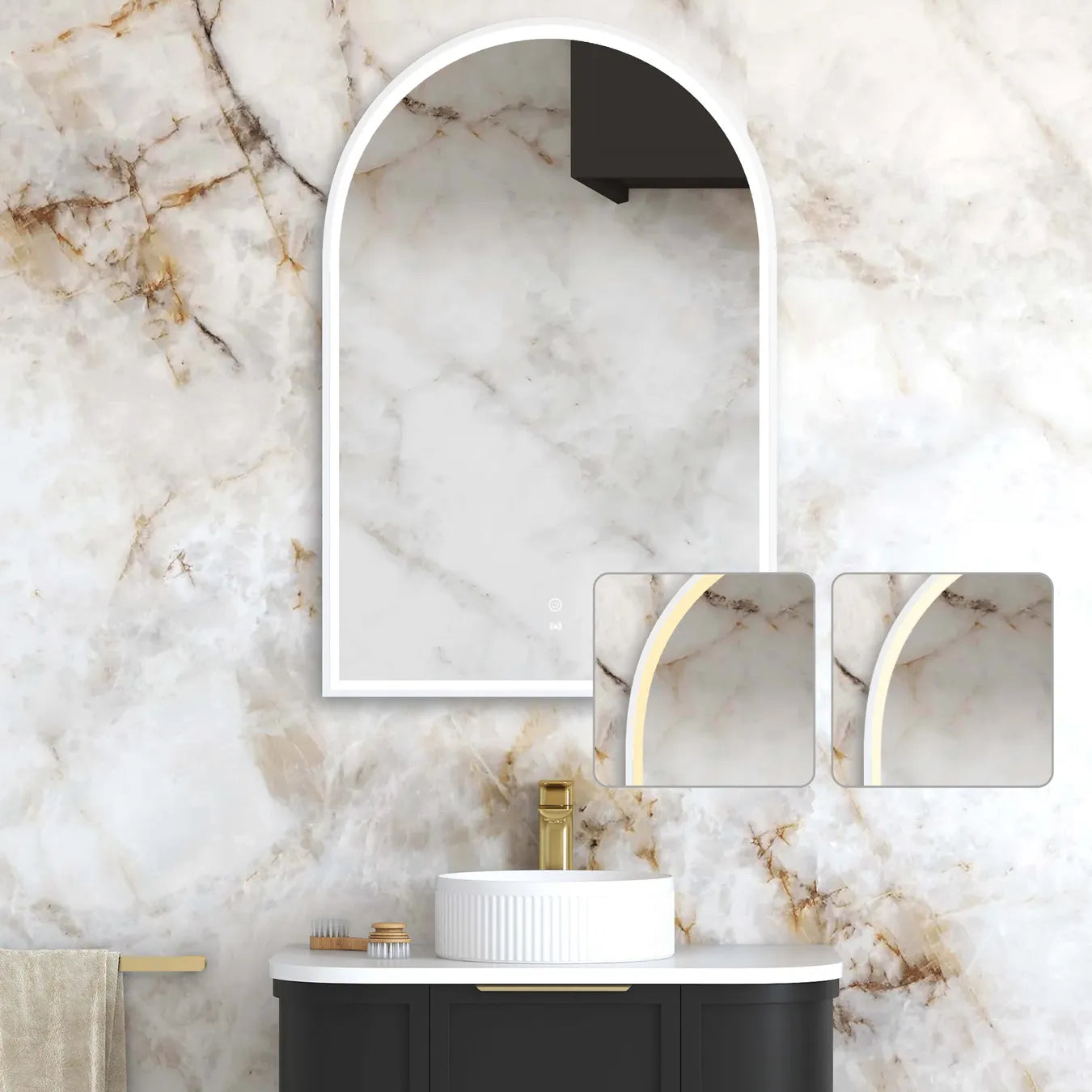 Archie LED Mirror | White Metal Frame - Otti | Tile Supplier Sydney