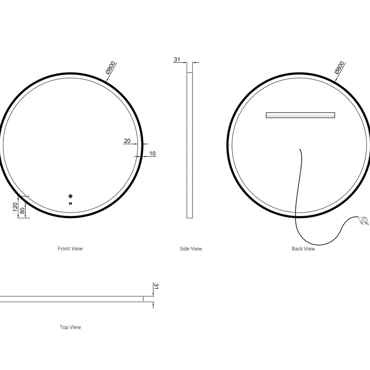 Bondi LED Mirror | White Metal Frame - Otti | Tile Supplier Sydney