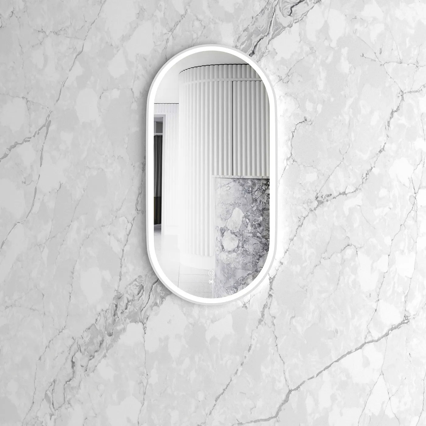 Noosa LED Mirror | White Metal Frame - Otti | Tile Supplier Sydney