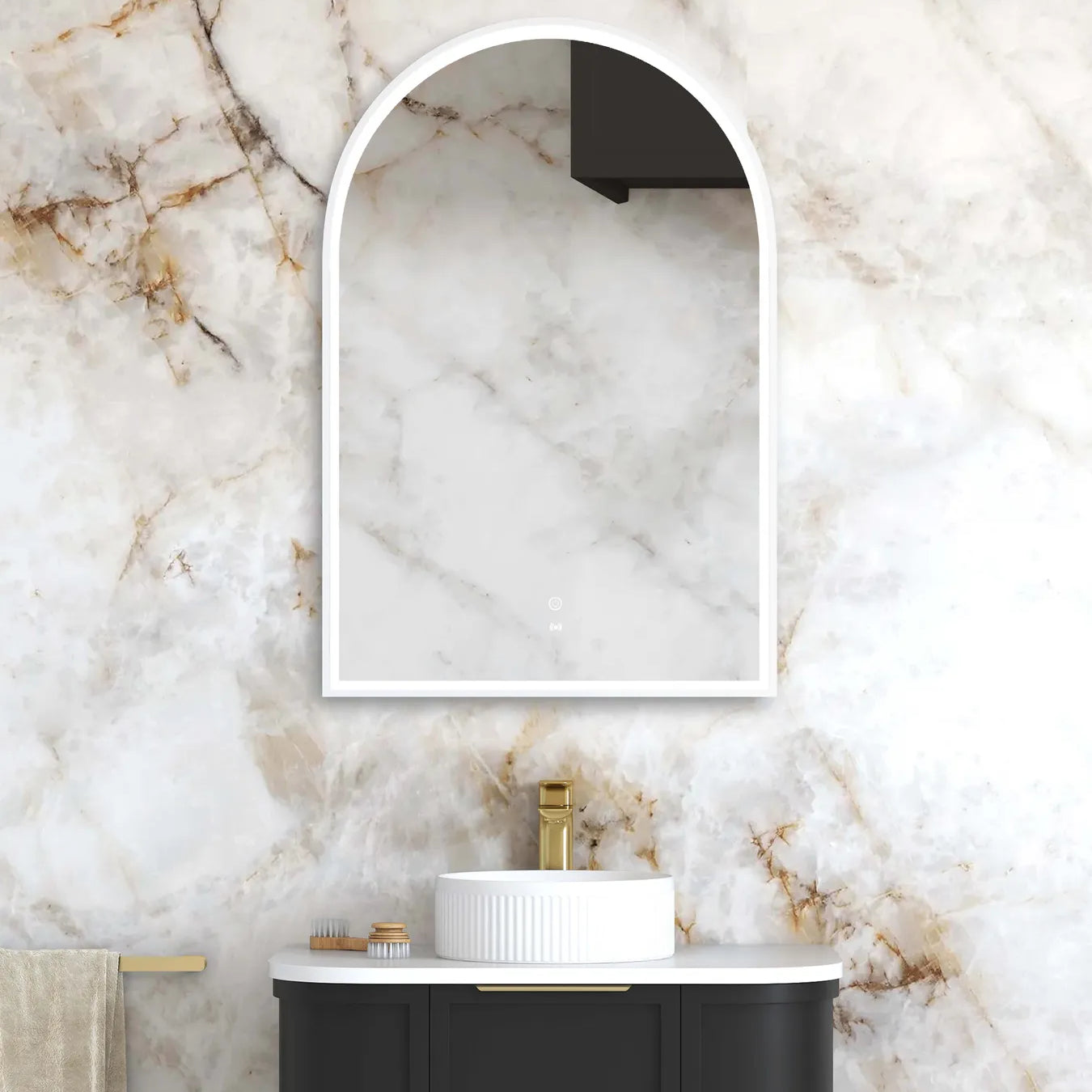 Archie LED Mirror | White Metal Frame - Otti | Tile Supplier Sydney