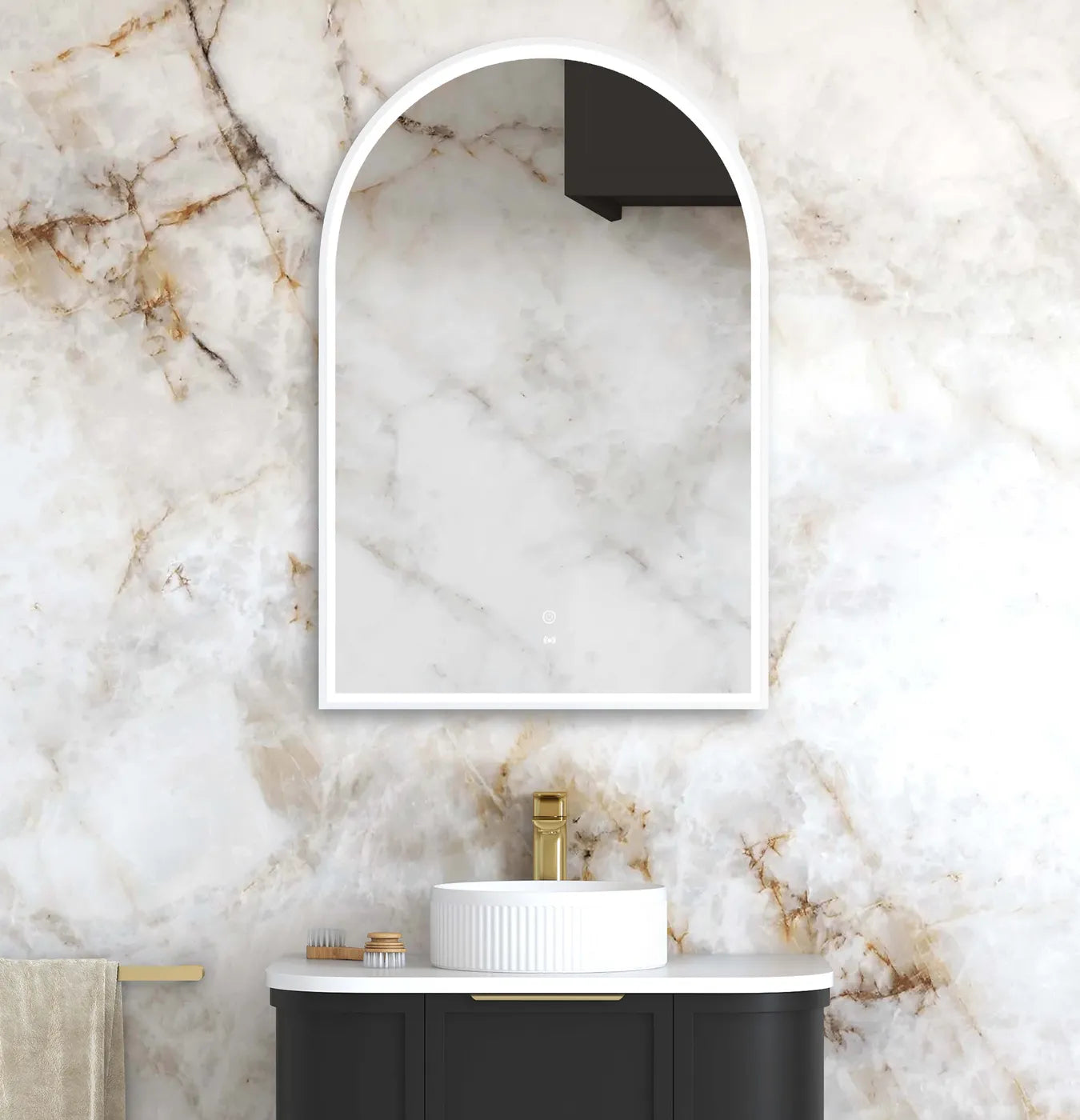 Archie LED Mirror | White Metal Frame - Otti | Tile Supplier Sydney