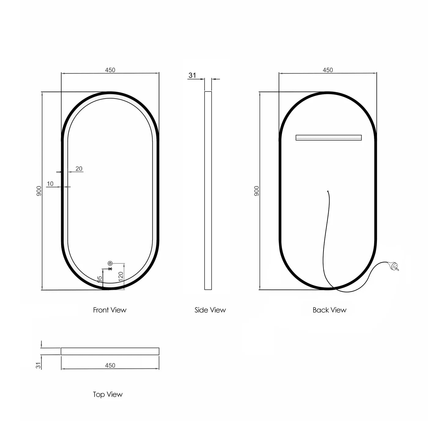 Noosa LED Mirror | White Metal Frame - Otti | Tile Supplier Sydney
