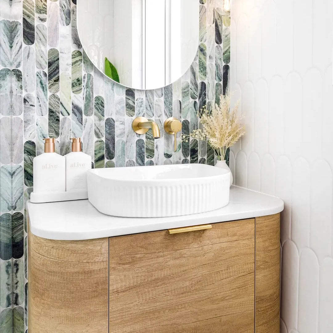 Archie Above Counter Fluted Basin | Gloss White - Otti | Tile Supplier Sydney