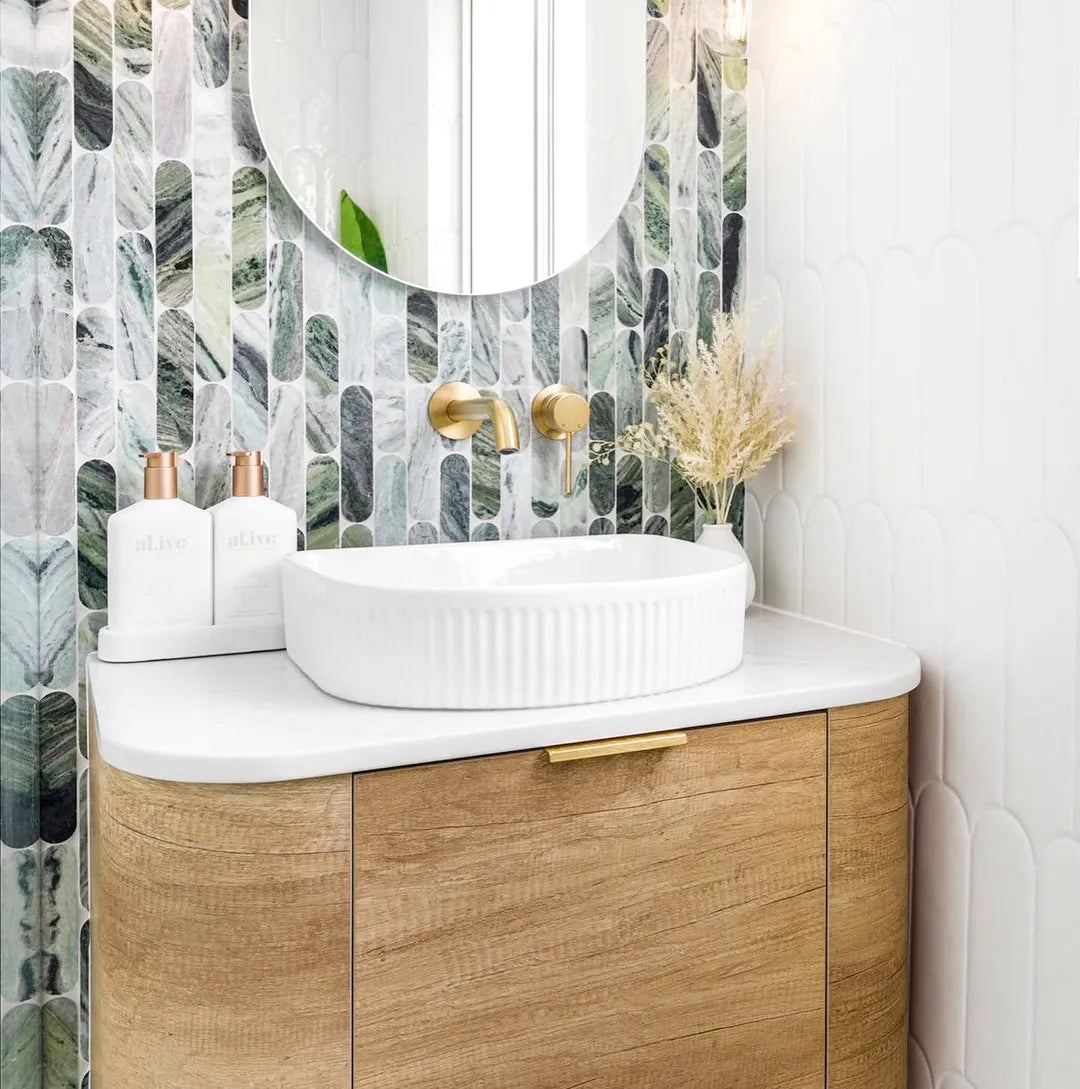Archie Above Counter Fluted Basin | Gloss White - Otti | Tile Supplier Sydney
