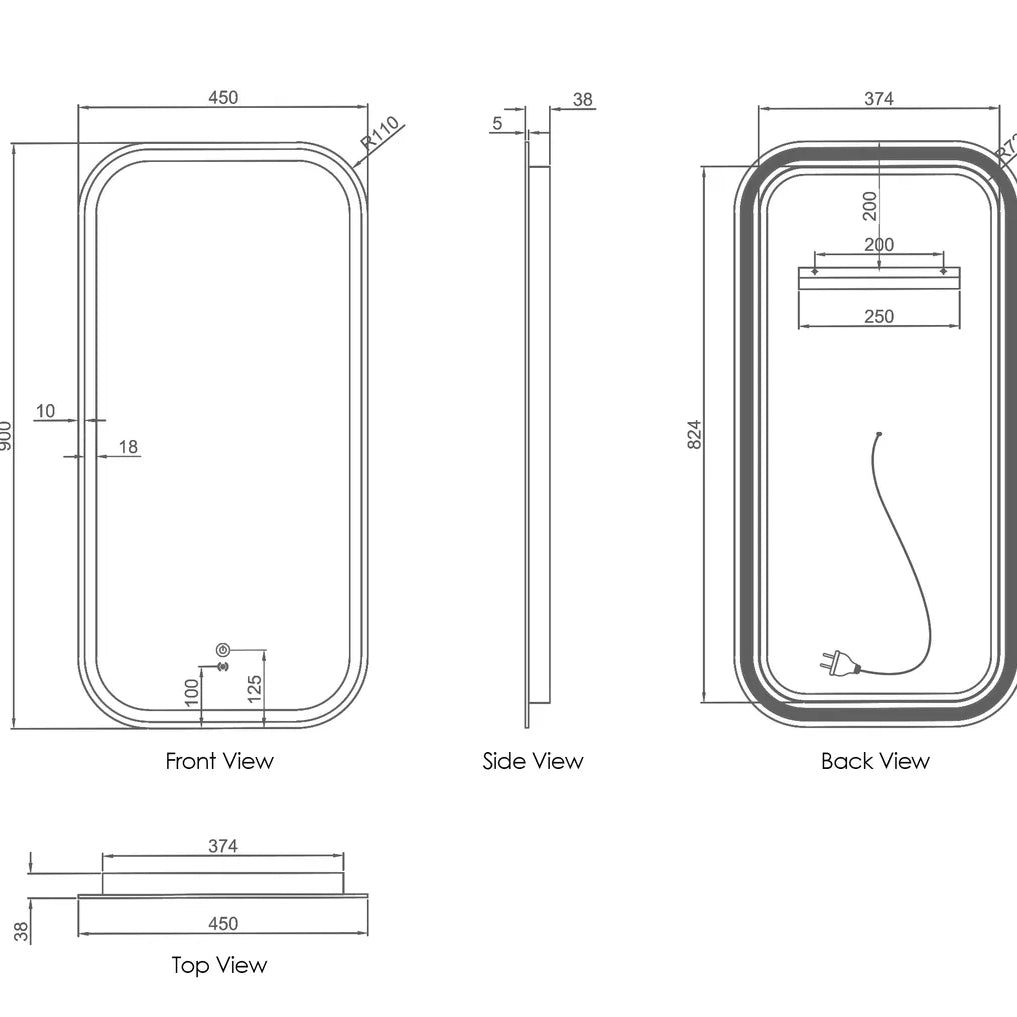 Newport LED Mirror Soft Square | Frameless - Otti | Tile Supplier Sydney