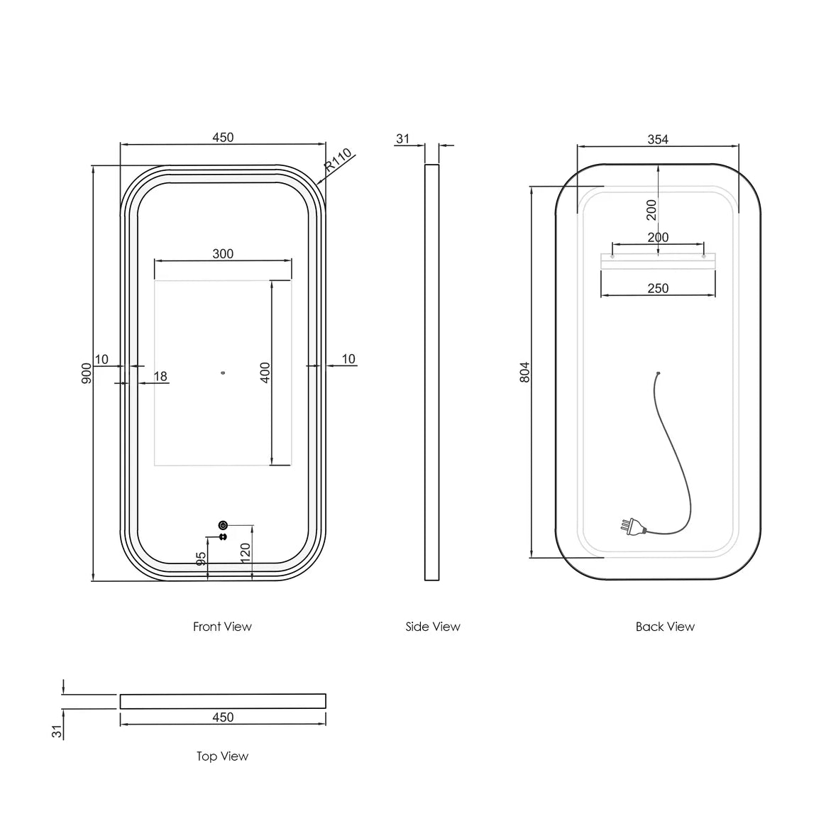 Newport LED Mirror Soft Square | Black Metal Frame - Otti | Tile Supplier Sydney