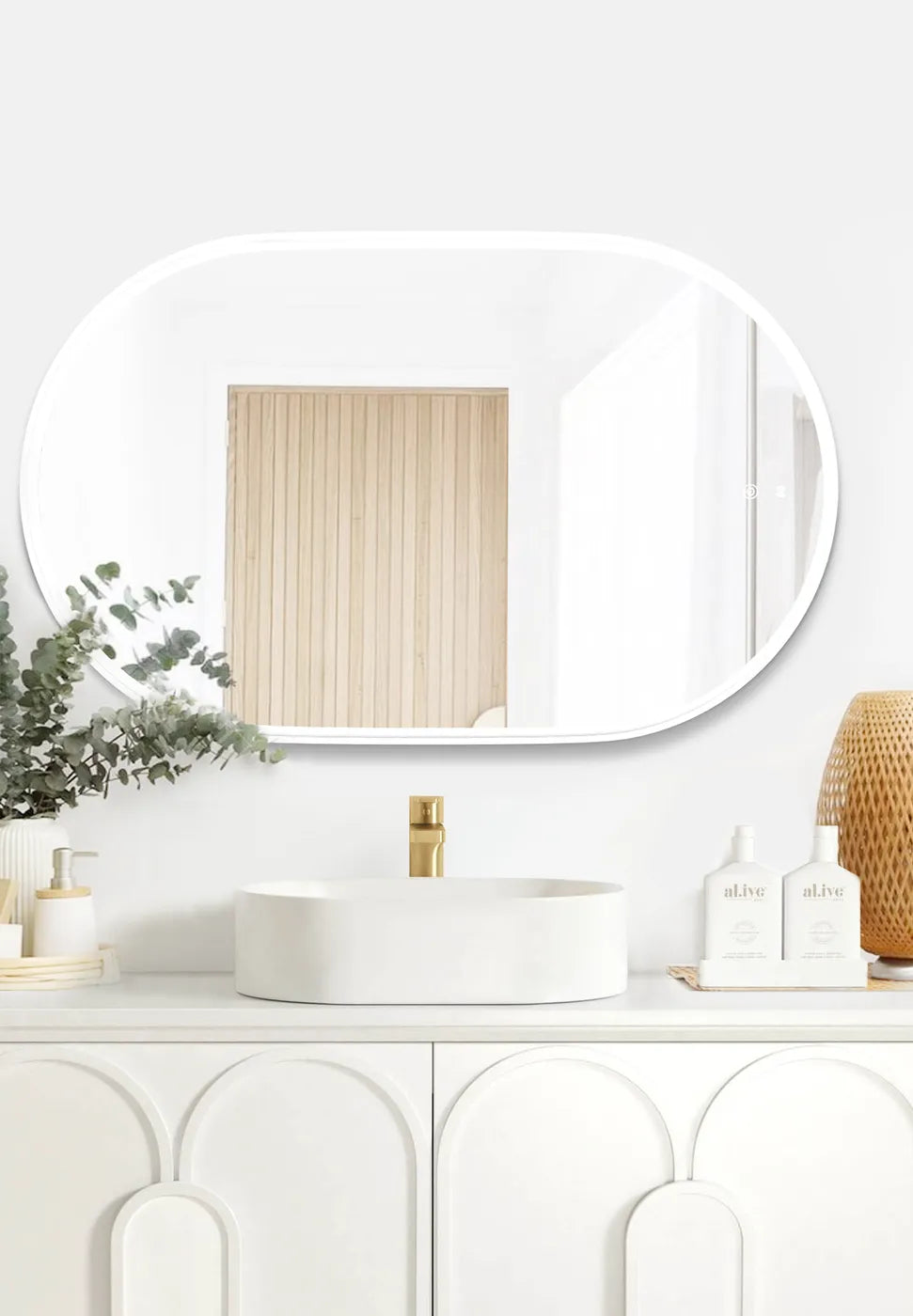 Noosa LED Mirror | White Metal Frame - Otti | Tile Supplier Sydney