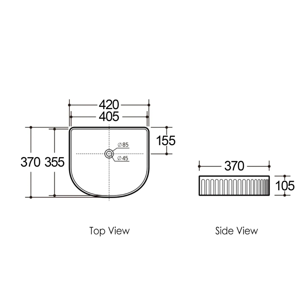 Archie Above Counter Fluted Basin | Matte Black - Otti | Tile Supplier Sydney