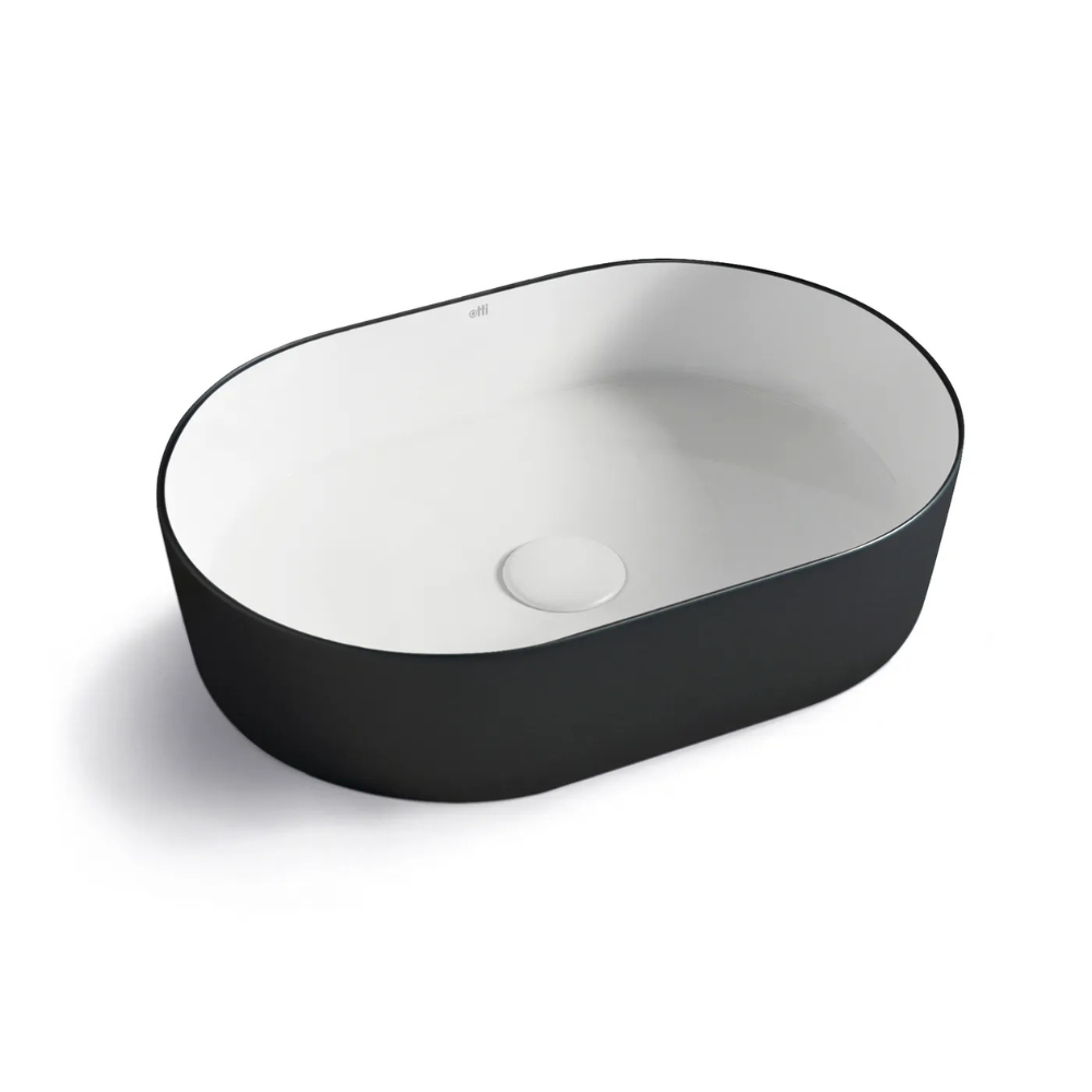 Quay Above Counter Oval Basin | Matte Black & Gloss White - Otti | Tile Supplier Sydney