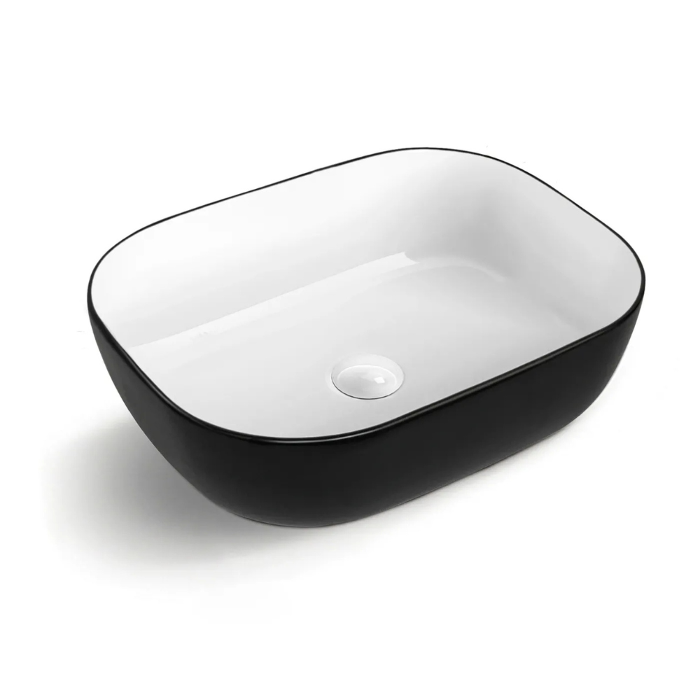 Artis O'96 Above Counter Oval Basin | Matte Black & Gloss White - Otti | Tile Supplier Sydney
