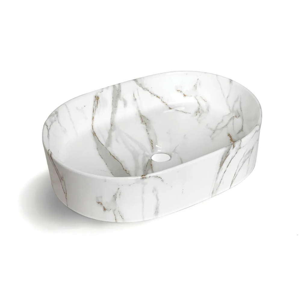 Quay Above Counter Oval Basin | Gloss Carrara - Otti | Tile Supplier Sydney