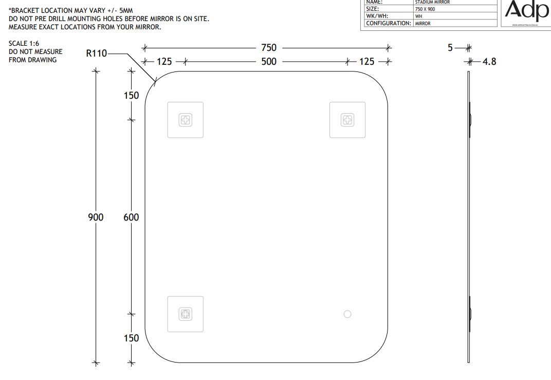 Stadium Mirror - ADP | Tile Supplier Sydney