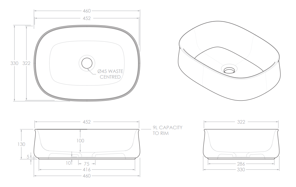 Hewitt Above Counter Basin | Gloss White - ADP | Tile Supplier Sydney