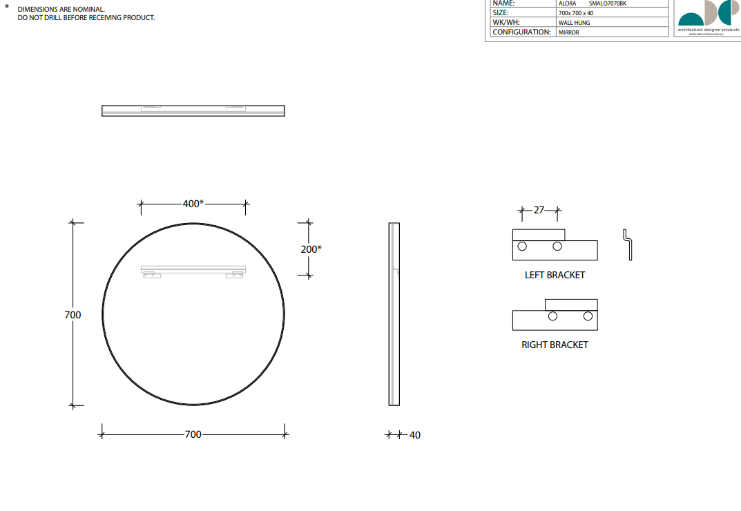 Alora Framed Mirror | Matte Black - ADP | Tile Supplier Sydney