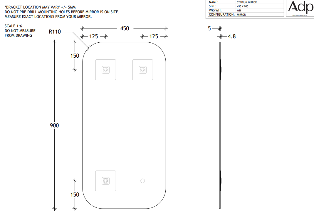 Stadium Mirror - ADP | Tile Supplier Sydney