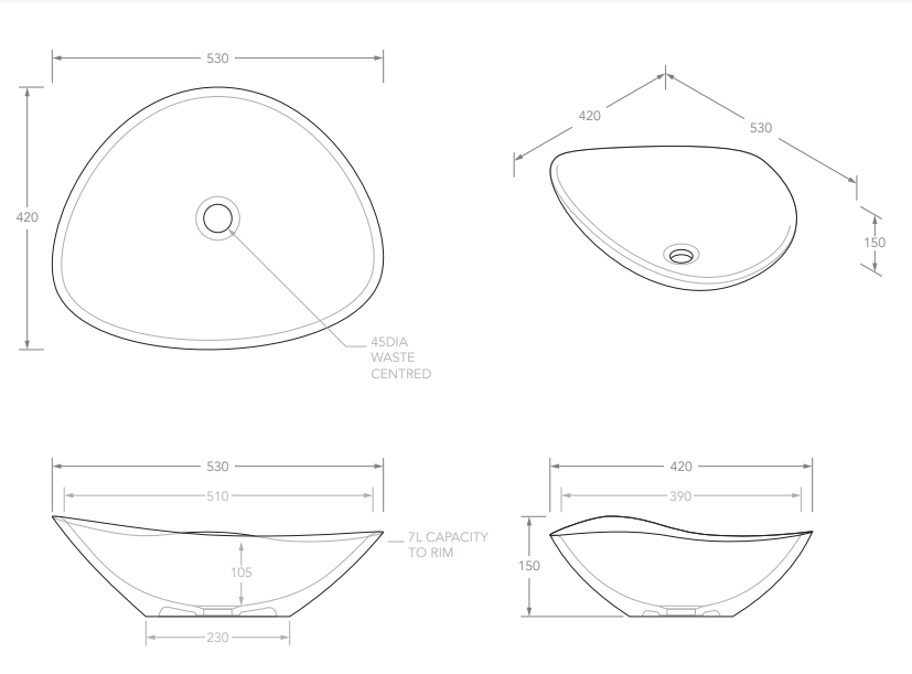 Fiore Above Counter Basin | Gloss White - ADP | Tile Supplier Sydney