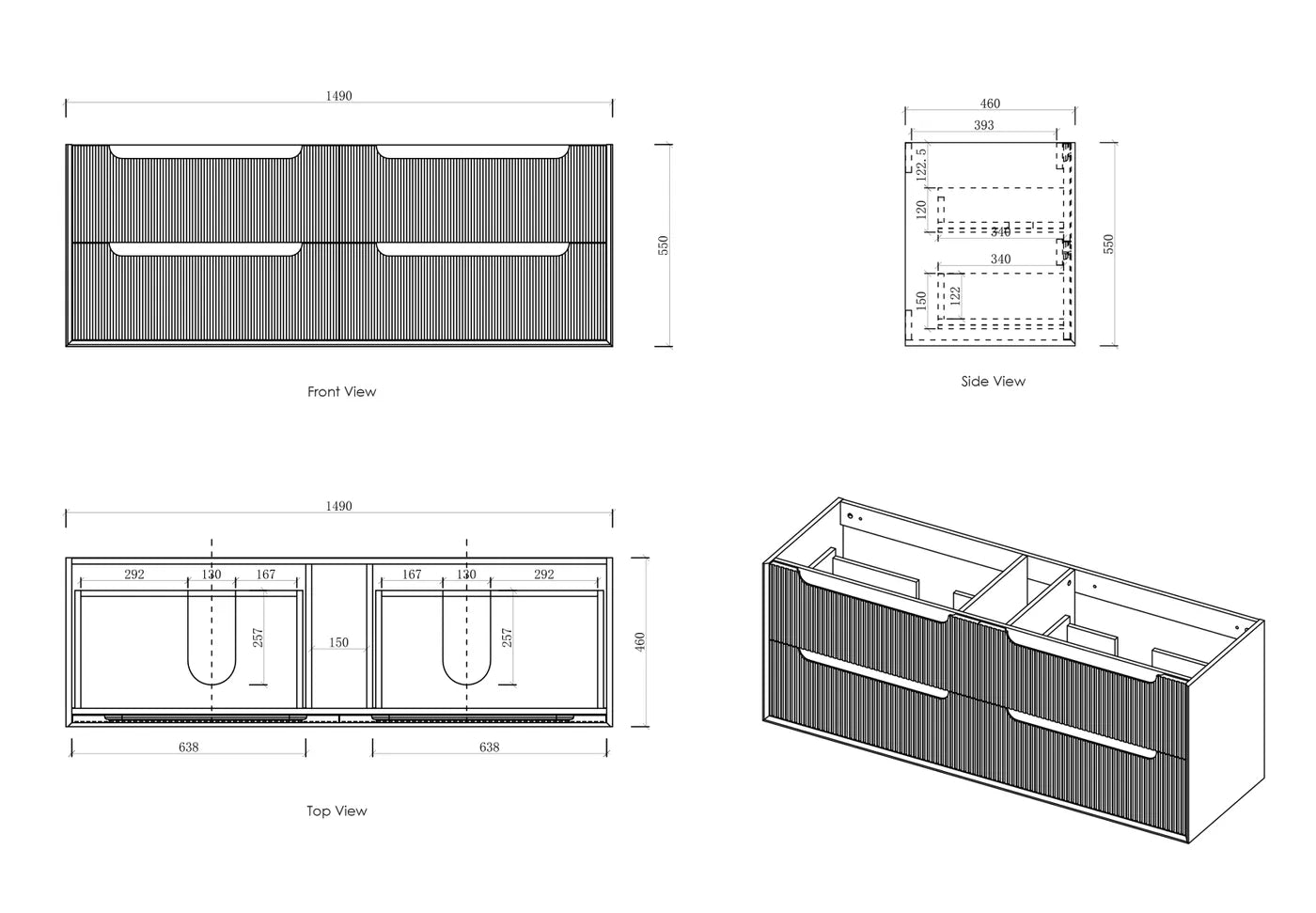 Byron Fluted Woodland Oak Stone Top Double Basin Vanity - Otti | Tile Supplier Sydney