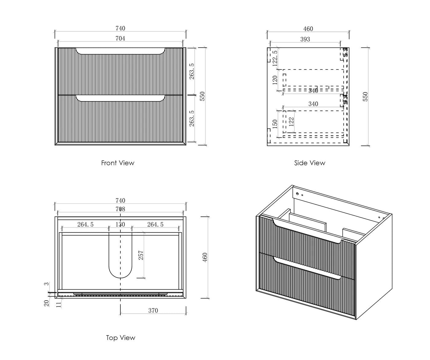 Byron Fluted Woodland Oak Stone Top Single Basin Vanity - Otti | Tile Supplier Sydney