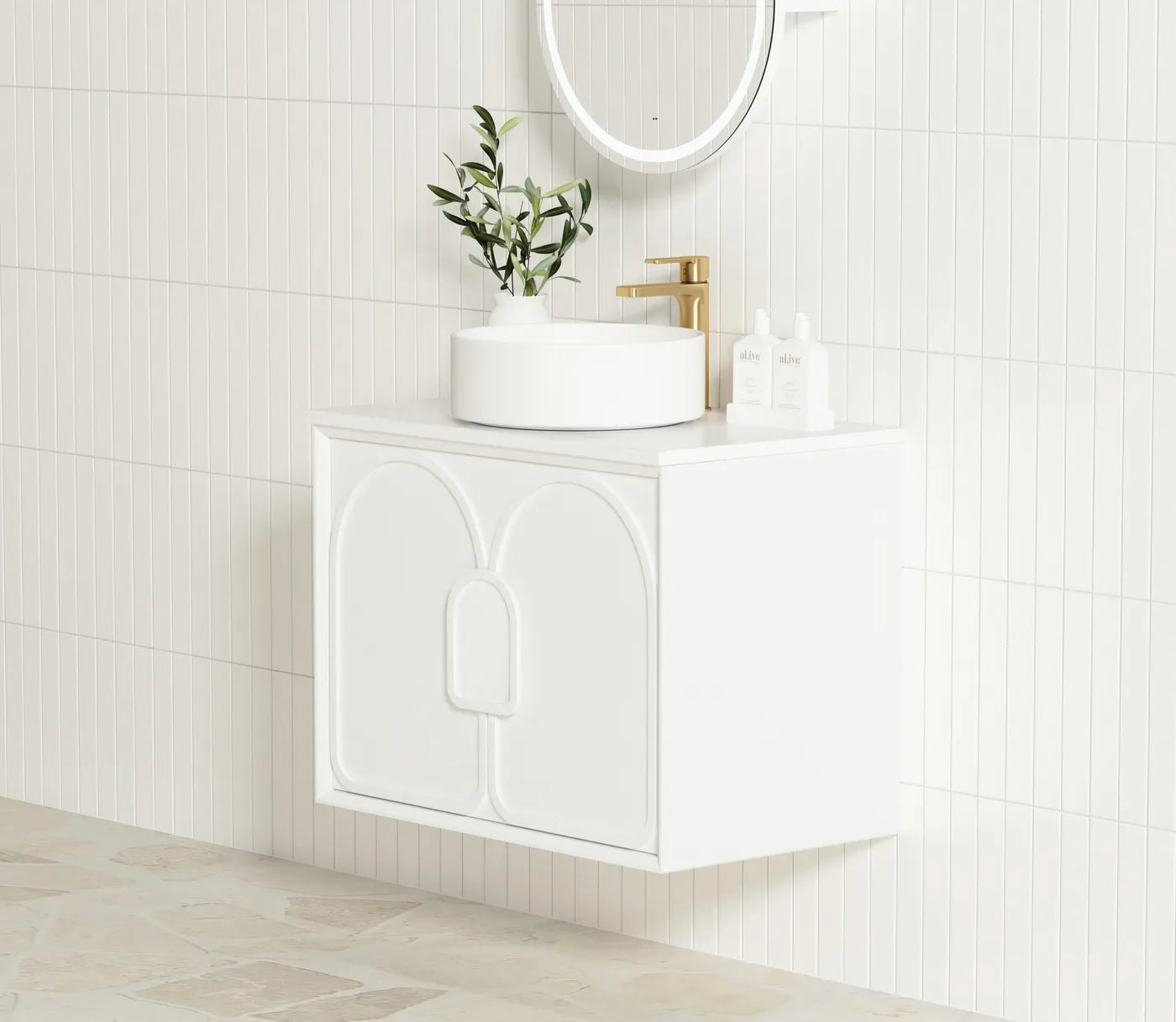 Laguna Matte White Stone Top Single Basin Vanity - Otti | Tile Supplier Sydney