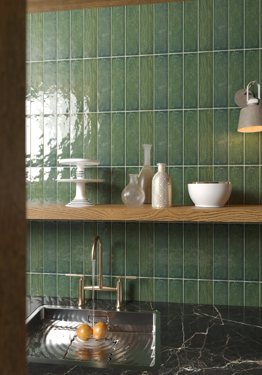 Ripple Subway Tile Forest Green - Tilewave | Tile Supplier Sydney
