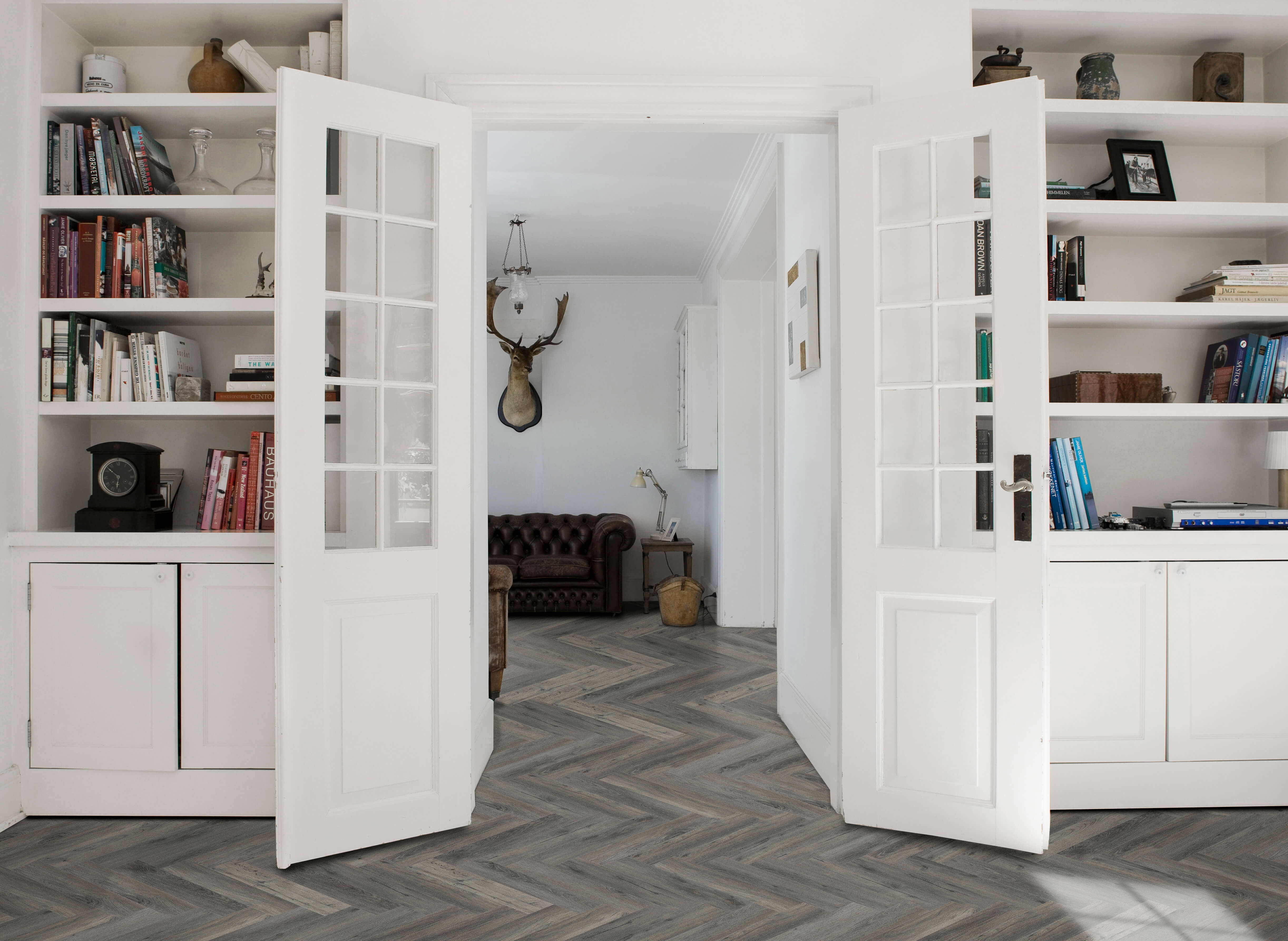 Belle Vie Herringbone Hybrid Planks | Weathered Grey Oak - Topdeck | Tile Supplier Sydney