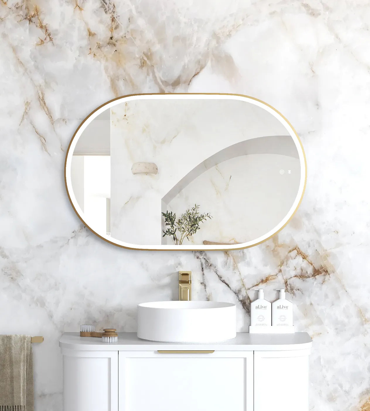 Noosa LED Mirror | Gold Metal Frame - Otti | Tile Supplier Sydney