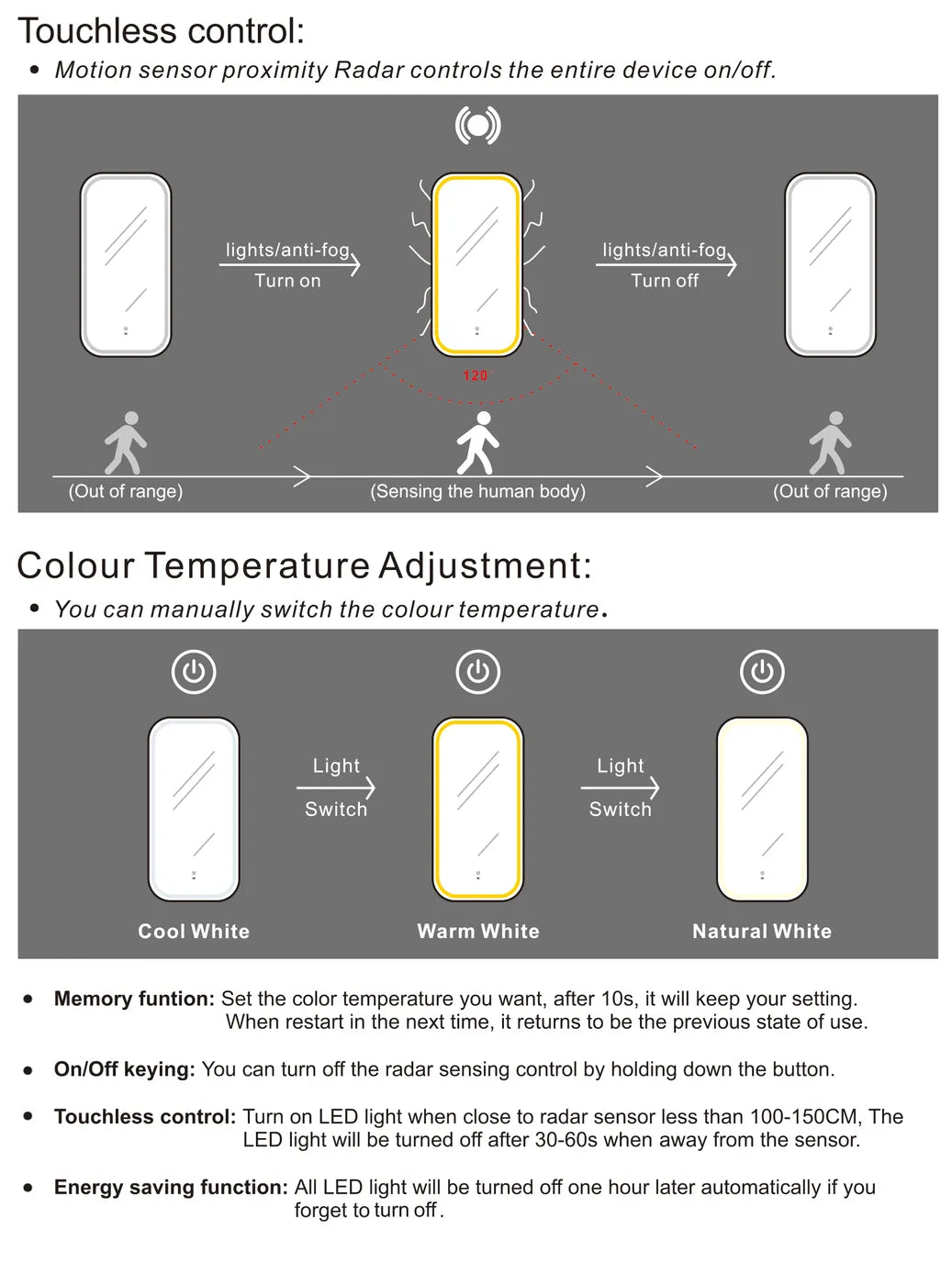 Newport LED Mirror Soft Square | Gold Metal Frame - Otti | Tile Supplier Sydney