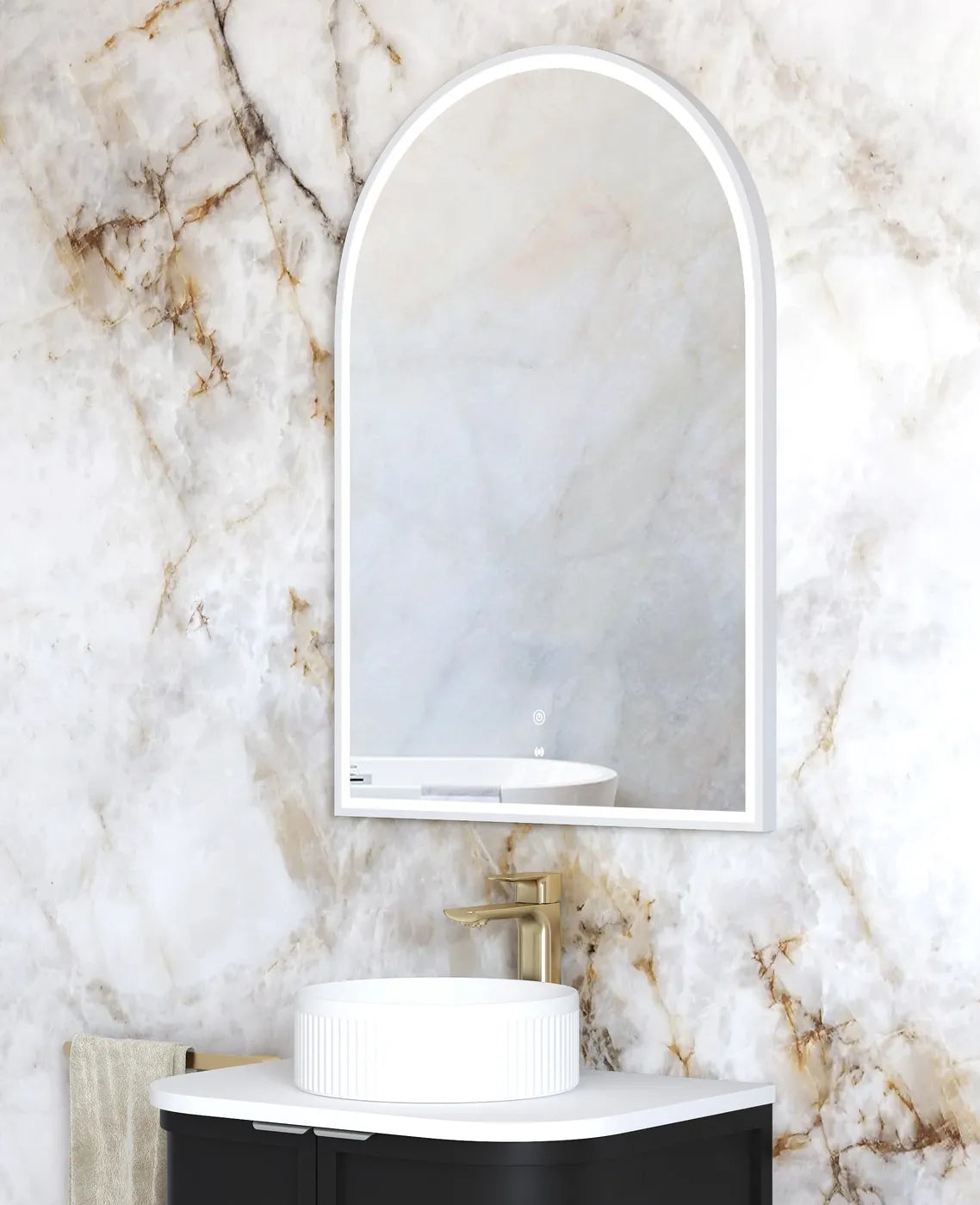 Archie LED Mirror | White Metal Frame - Otti | Tile Supplier Sydney