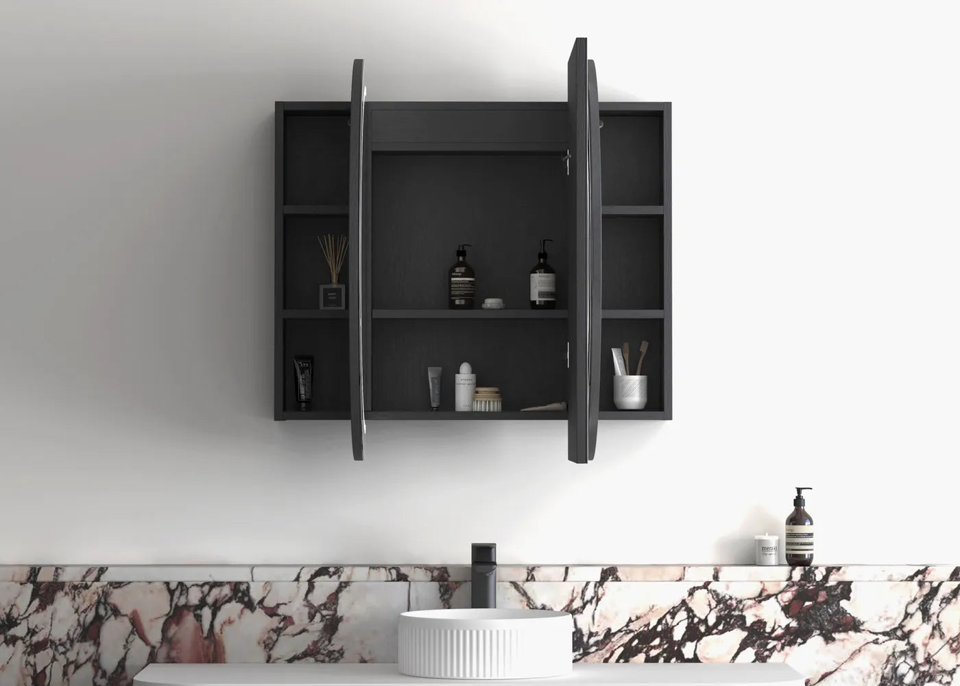 Bondi LED Shaving Cabinet | Black Oak - Otti | Tile Supplier Sydney